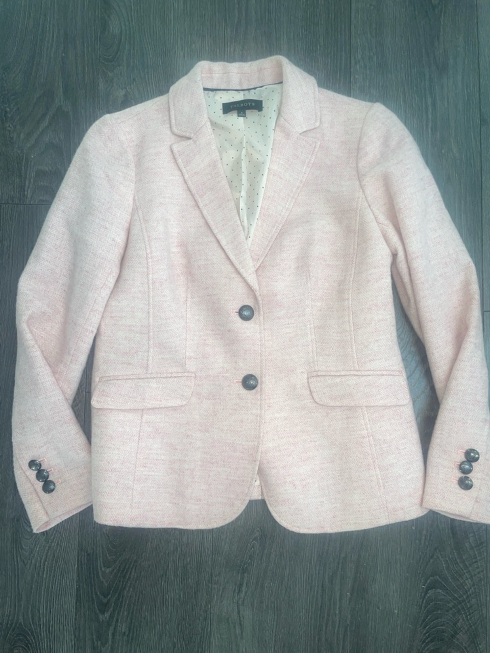 Talbots Light Pink Women's Two-Button Tailored wool Blazer